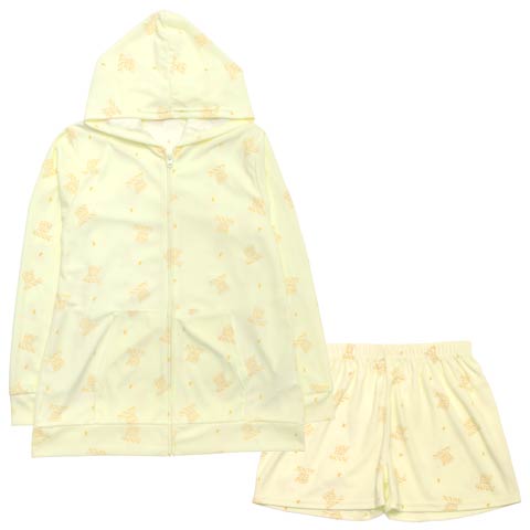 4/27新作!パステルキュートパーカー&ショートパンツルームウェア(イエロー-ML)