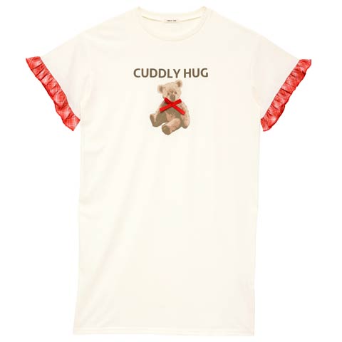 4/29新作!アニマルプリントチェックフリルワンピースルームウェア(アイボリー-M)