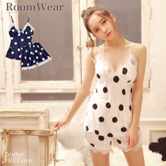 ガーリードット柄キャミソールルームウェア＜上下セット＞