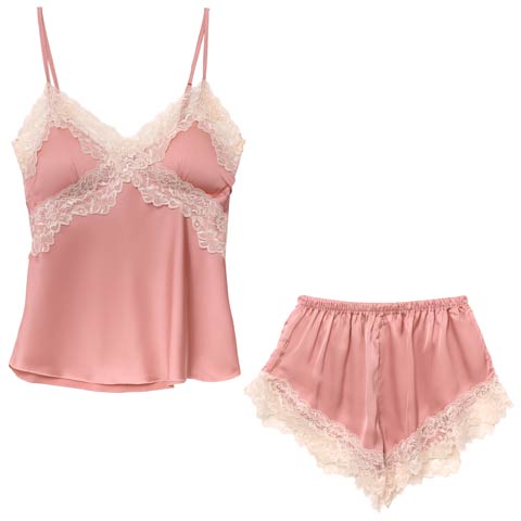 11/11再販!パステルサテンレースベビードール(ピンク-M)