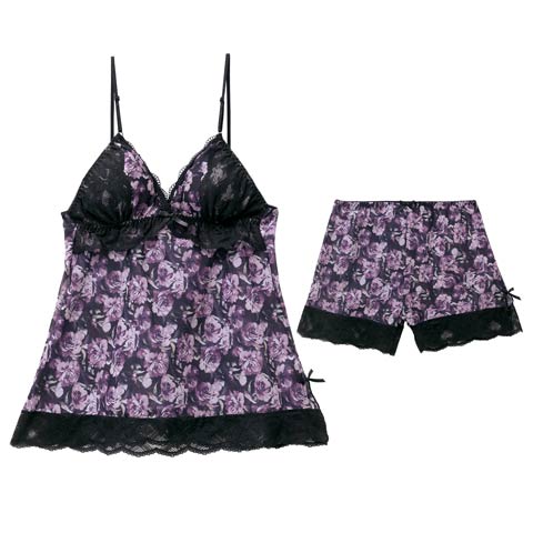 2/18新作!ピュアローズヴェールベビードール(ブラック-M)