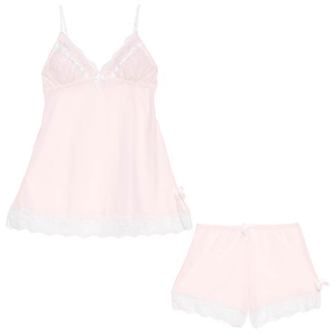 9/15新作!ピュアリーリボンレースベビードール[おそろいベビードール](ピンク-M)