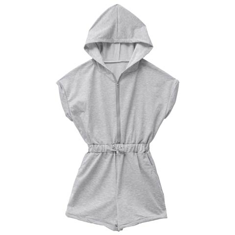 6/30新作!スウェットパーカーショートパンツオールインワン(グレー-フリー)