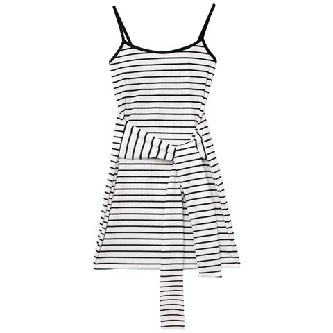 7/16新作!キャミソールウエストノットボーダーワンピース(ホワイト-フリー)