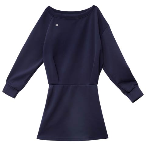 10/22新作!ワンショルスウェット長袖ワンピースルームウェア(ネイビー-フリー)