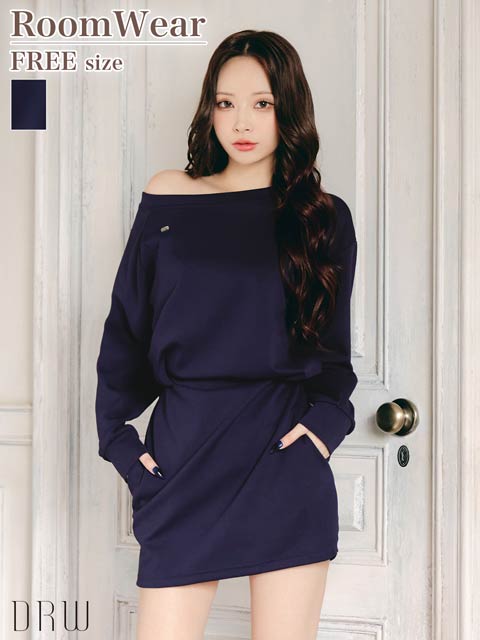 10/22新作!ワンショルスウェット長袖ワンピースルームウェア