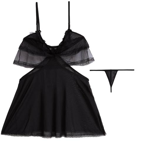 12/1新作!ミスティックシアーベビードール(ブラック-フリー)