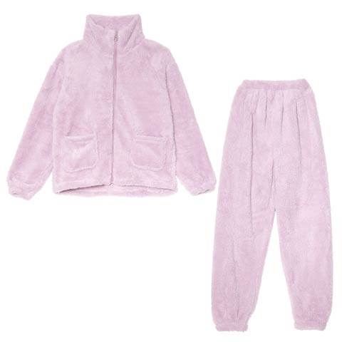 12/15新作!フェミニンもこもこトップス&ロングパンツルームウェア(ラベンダー-フリー)