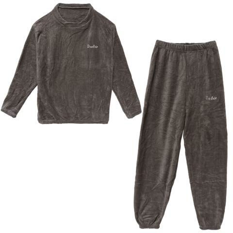 12/26新作!もこもこロゴ刺繍トップス&ロングパンツルームウェア(チャコール-フリー)