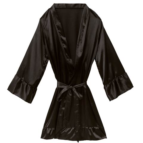 12/22新作!フリルサテンガウン(ブラック-フリー)