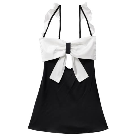 3/11新作!バイカラースクエアリボンベビードール(ブラック-フリー)