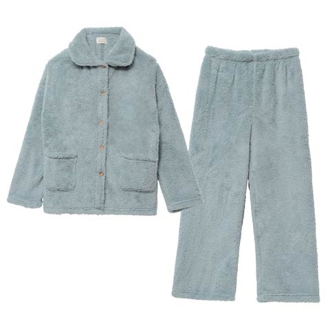 12/12新作!ボアセットアップルームウェア(ブルーグレー-M-L)