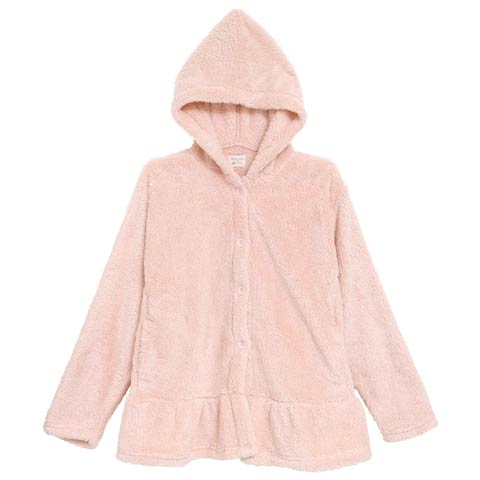 12/10新作!シープタッチフリルフーディールームウェア(ピンク-M-L)