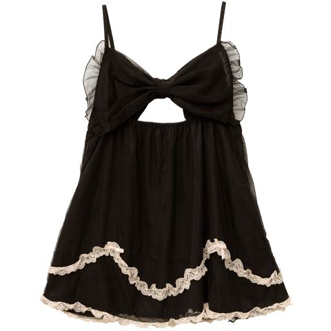 12/22新作!プリティbigリボンベビードール(ブラック-M)