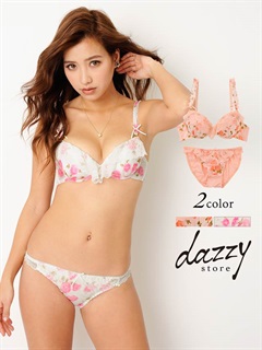 大判レースフリル×バラ柄ブラジャー&ショーツ/下着の通販は