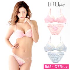 リボン型ぼかし水彩パステルブラジャー&フルバックショーツ