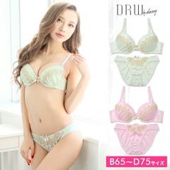 ケミカル付きパステルシフォンブラジャー&フルバックショーツ