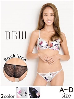 シックローズサテンブラジャー＆バック透けフルバックショーツの