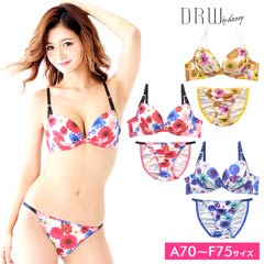 ShakeBody】花柄プリントストレッチブラジャー＆フルバック