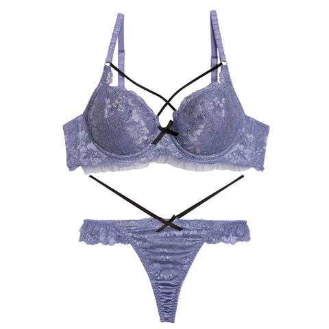 【Tバック】レーシィロマンスコードブラジャー&バック透けTバックショーツ[推し](ブルー-A70/ショーツM)