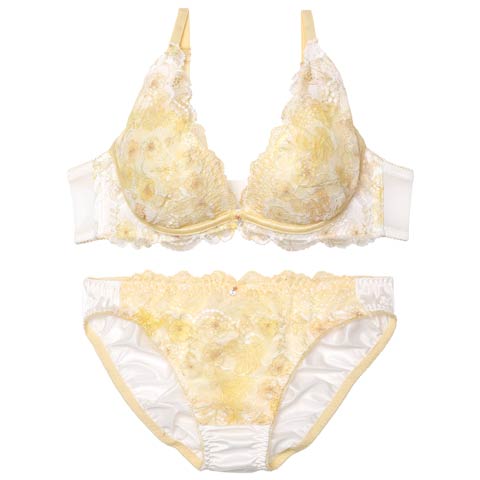 ユーフォリアブルームレースブラジャー&フルバックショーツ[推し](イエロー-A70/ショーツM)