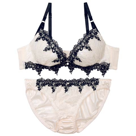 8/4新作!ケミカルダマスクアーチブラジャー&フルバックショーツ[推し](アイボリー-A70/ショーツM)