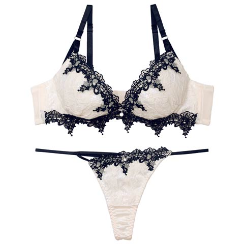 8/4新作!【Tバック】ケミカルダマスクアーチブラジャー&Tバックショーツ[推し](アイボリー-A70/ショーツM)