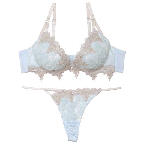 8/4新作!【Tバック】ケミカルダマスクアーチブラジャー&Tバックショーツ[推し](サックス-A70/ショーツM)