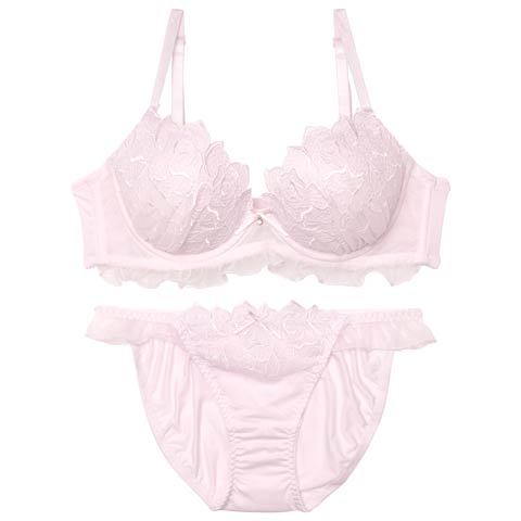 8/15新作!ファブリックローズチュールブラジャー&フルバックショーツ[推し][人気](ピンク-B65/ショーツM)