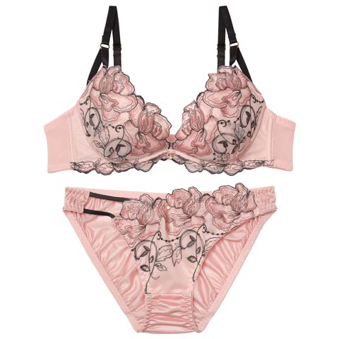 2/2新作!ラグジュアリーローズブルームブラジャー&フルバックショーツ[推し](ピンク-A70/ショーツM)