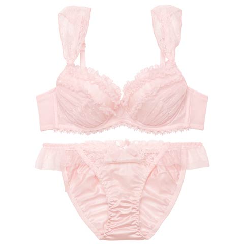 4/10新作!ロマンティックドットチュールブラジャーフルバックショーツ(ピンク-A70/ショーツM)