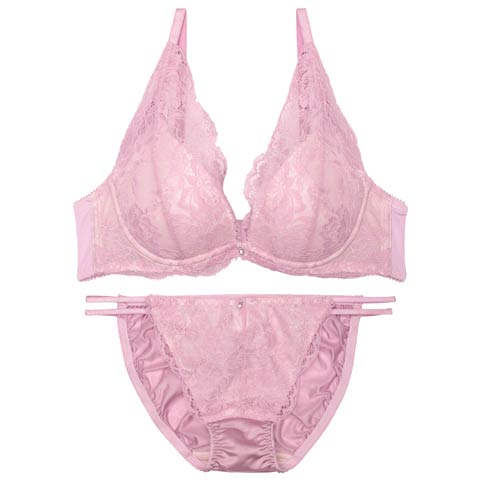 9/22新作!【EFサイズ】【かとゆり着用】ラフィネブロッサムレースブラジャー&フルバックショーツ[推し](ピンク-E65/ショーツM)