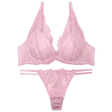 9/22新作!【Tバック】【EFサイズ】【かとゆり着用】ラフィネブロッサムレースブラジャー&Tバックショーツ[推し](ピンク-E65/ショーツM)