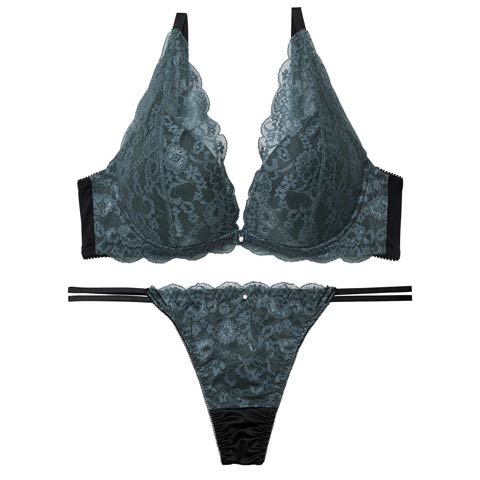 11/14新作!【EFサイズ】【Tバック】【三上悠亜着用】ヴィーナスノエルレーシィブラジャー&Tバックショーツ[推し](グリーン-E65/ショーツM)