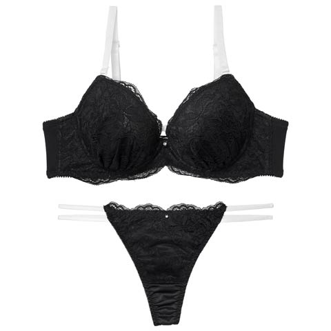 1/30新作!【Tバック】ブロッサムレーシィコードブラジャー&Tバックショーツ[推し][人気](ブラック-A70/ショーツM)