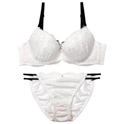 1/30新作!【EFサイズ】ブロッサムレーシィコードブラジャー&フルバックショーツ[推し](オフホワイト-E65/ショーツM)