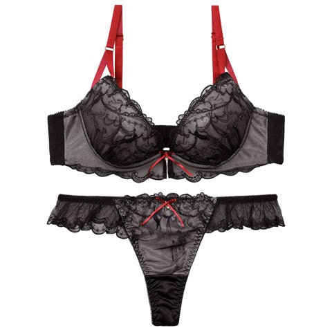 2/11新作!【Tバック】ドリーミーキャットブラジャー&Tバックショーツ[推し](ブラック-A70/ショーツM)