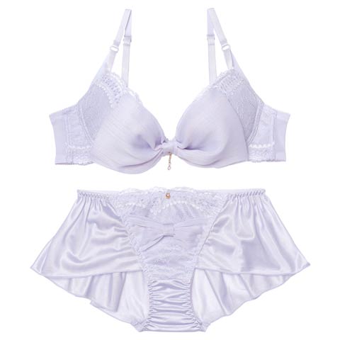 2/25新作!ミルキーリボンフリルブラジャー&フルバックショーツ[推し](ブルー-A70/ショーツM)