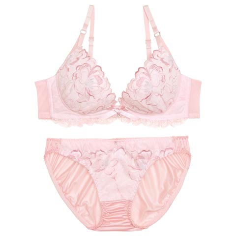 9/1新作!【EFサイズ】ヴィーナスフルールエンブロイダリーブラジャー&フルバックショーツ[推し](ピンク-E65/ショーツM)