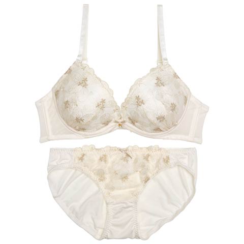 8/25新作!ピュアダスティブルームブラジャー&フルバックショーツ[推し][人気](アイボリー-B65/ショーツM)