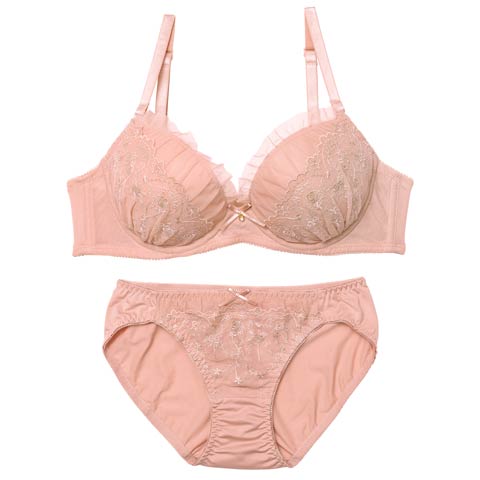 10/1新作!ブルーミングシアーフリルブラジャー&フルバックショーツ[推し][人気](ピンク-B65/ショーツM)