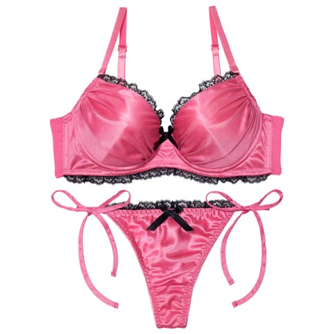 3/2新作!【EFサイズ】【Tバック】【三上悠亜着用】メルティサテンレースブラジャー&サイド紐Tバックショーツ[推し](ベリー-E65/ショーツM)