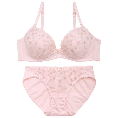 3/23新作!スウィートピュアフラワーブラジャー&フルバックショーツ[推し](ピンク-B65/ショーツM)