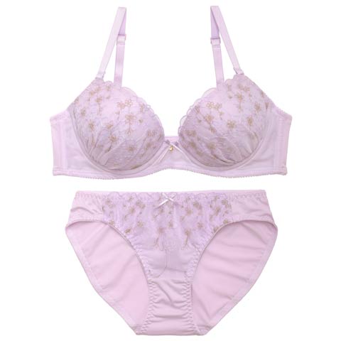 3/23新作!スウィートピュアフラワーブラジャー&フルバックショーツ[推し](パープル-B65/ショーツM)