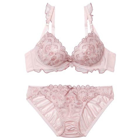 11/12新作!ブルームメローフリルブラジャー&フルバックショーツ[推し](ピンク-B65/ショーツM)