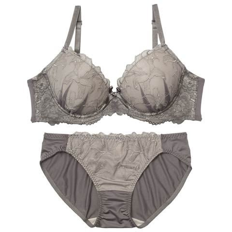 10/24新作!クラシックリリーブルームブラジャー&フルバックショーツ [推し][人気](グレー-A65/ショーツM)