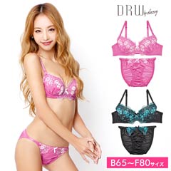 Fairy】エレガントROSE刺繍チュールブラジャー＆フロント透け