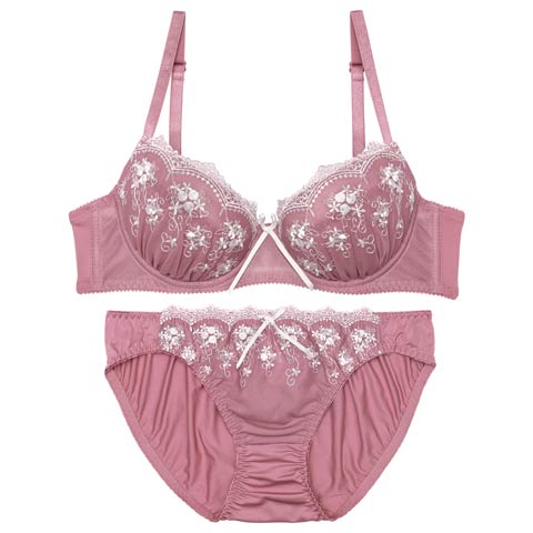 7/23新作!アンティークフラワーアーチブラジャー&フルバックショーツ[推し][人気](ダスティピンク-B65/ショーツM)