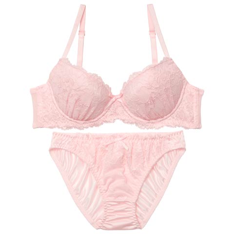 10/3新作!ガーリーピュアレースブラジャー&フルバックショーツ[推し][人気](ピンク-B65/ショーツM)