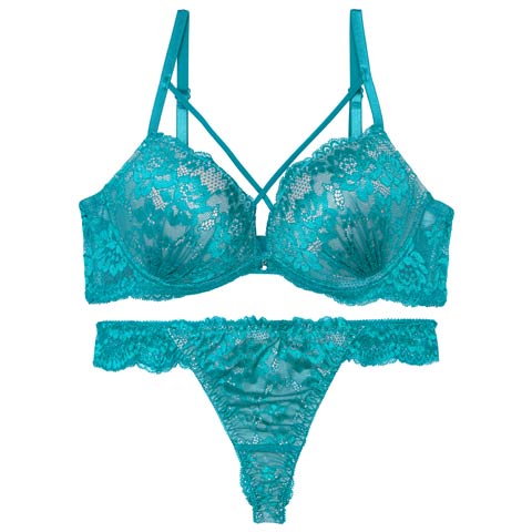 8/11新作!【Tバック】【三上悠亜着用】クロスヌーディーレースブラジャー&バック透けTバックショーツ[推し][人気](ターコイズブルー-A65/ショーツM)